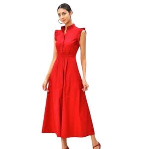 By Egreys Collared Midi Dress with Smocked Waist M